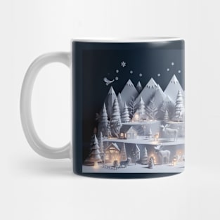 Winter Wonderland Paper Art Style Mug